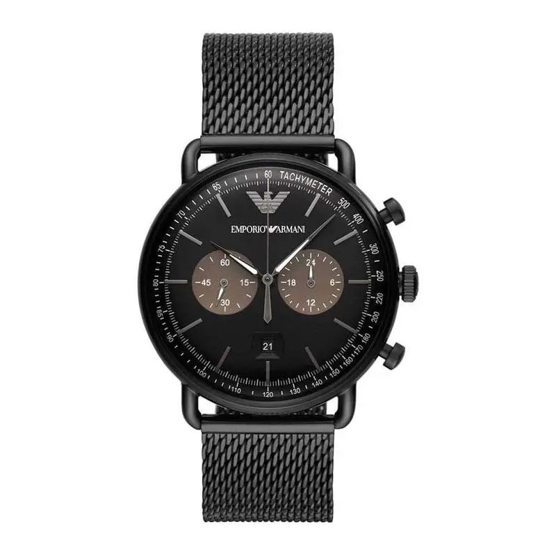 Emporio Armani Aviator Chronograph Black Stainless Steel Ar11142 Men's Watch 1