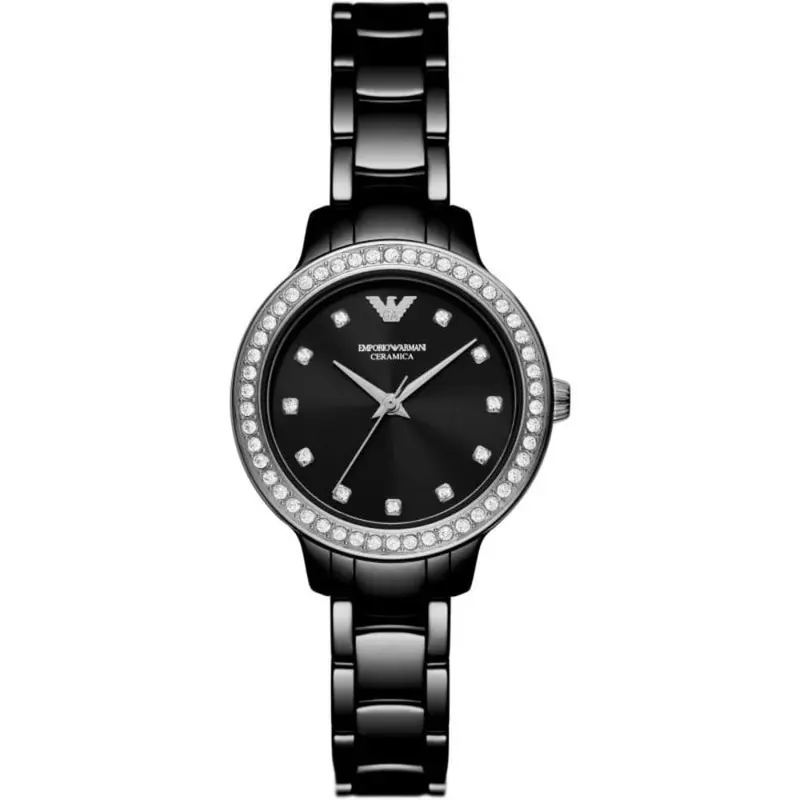 Emporio Armani Black Dial Stainless Steel Women Watch Ar70008 1