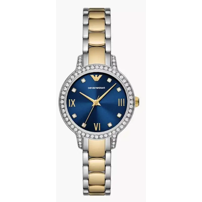 Emporio Armani Blue Dial Two-Tone Stainless Steel Strap Women Watch Ar11576 1