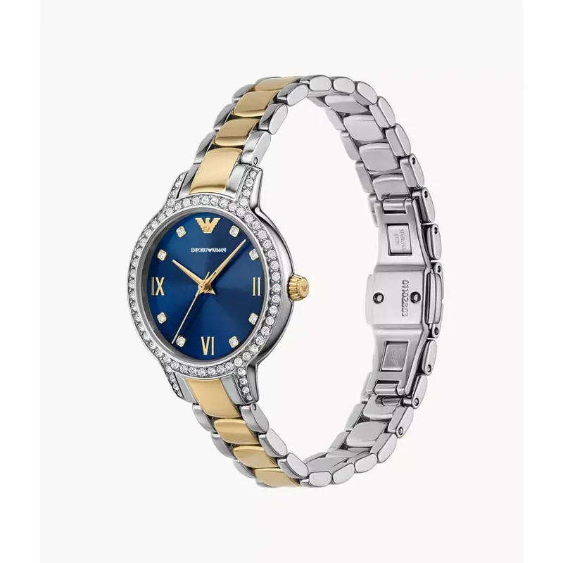Emporio Armani Blue Dial Two-Tone Stainless Steel Strap Women Watch Ar11576 2
