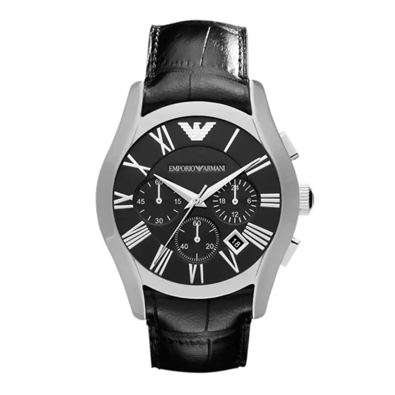 Emporio Armani Chronograph Black Leather Strap Ar1633 Men's Watch 1