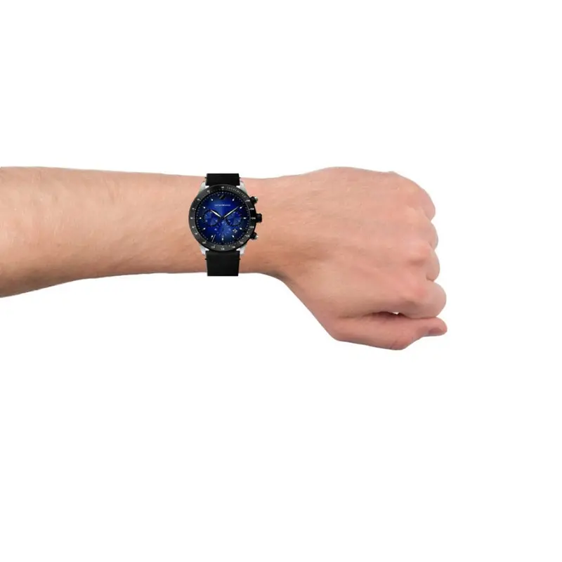 Emporio Armani Chronograph Blue Dial Black Leather Strap Men Watch Ar11522 2