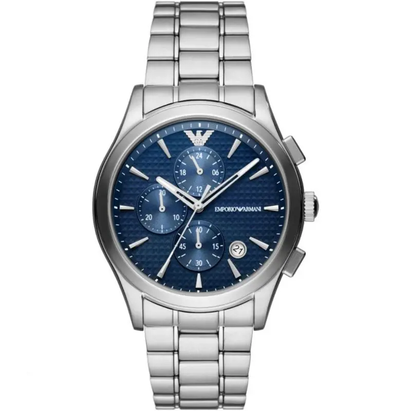 Emporio Armani Chronograph Blue Dial Silver Stainless Steel Men Watch Ar11528 1
