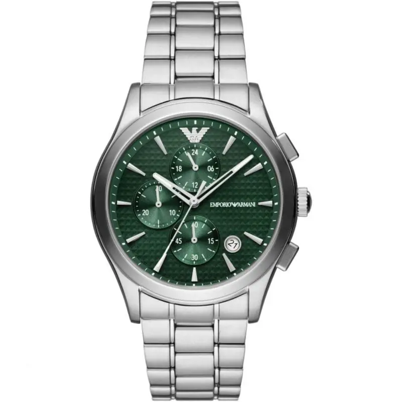 Emporio Armani Chronograph Green Dial Silver Stainless Steel Strap Men Watch Ar11529 1