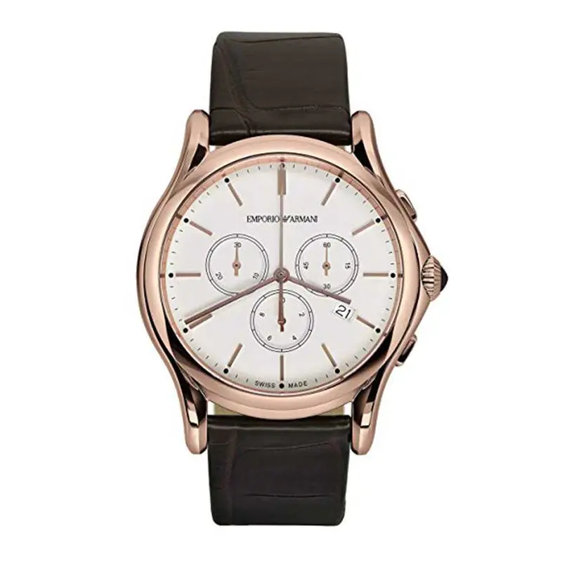 Emporio Armani Chronograph Rose Gold Stainless Steel Ars4014 Brown Leather Strap Men's Watch 1