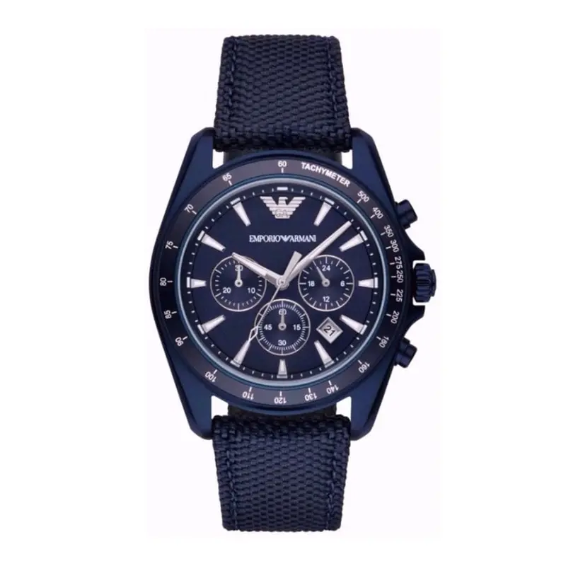 Emporio Armani Chronograph Sunray Nylon Leather Strap Ar6132 Men's Watch 1