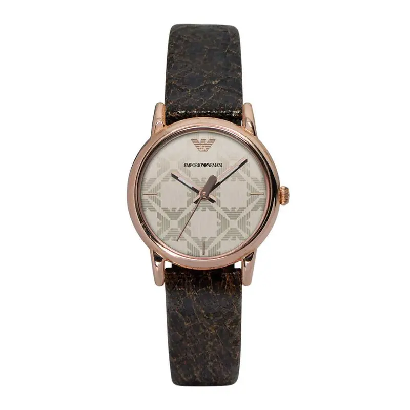Emporio Armani Classic Analog Quartz Rose Gold Stainless Steel Ar1813 Brown Leather Strap Women’S Watch 1