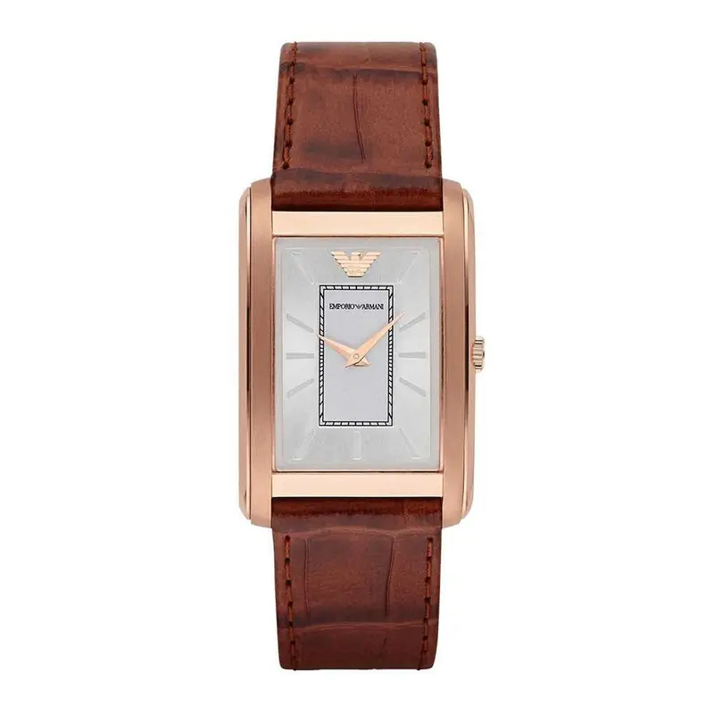 Emporio Armani Classic Analog Quartz Rose Gold Stainless Steel Ar1870 Brown Leather Strap Men’S Watch 1