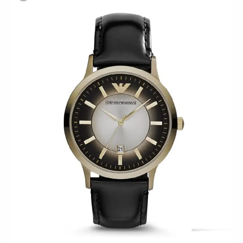 Emporio Armani Classic Black Leather Strap Stainless Steel Ar2468 Men's Watch 1