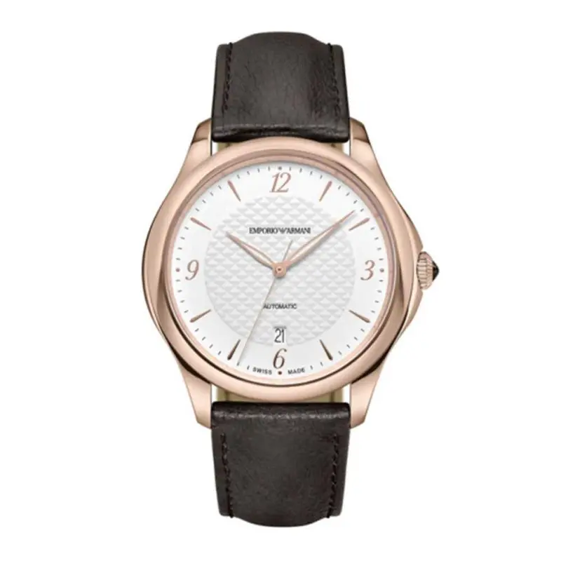 Emporio Armani Esedra Automatic Rose Gold Stainless Steel Ars8652 Black Leather Strap Men's Watch 1