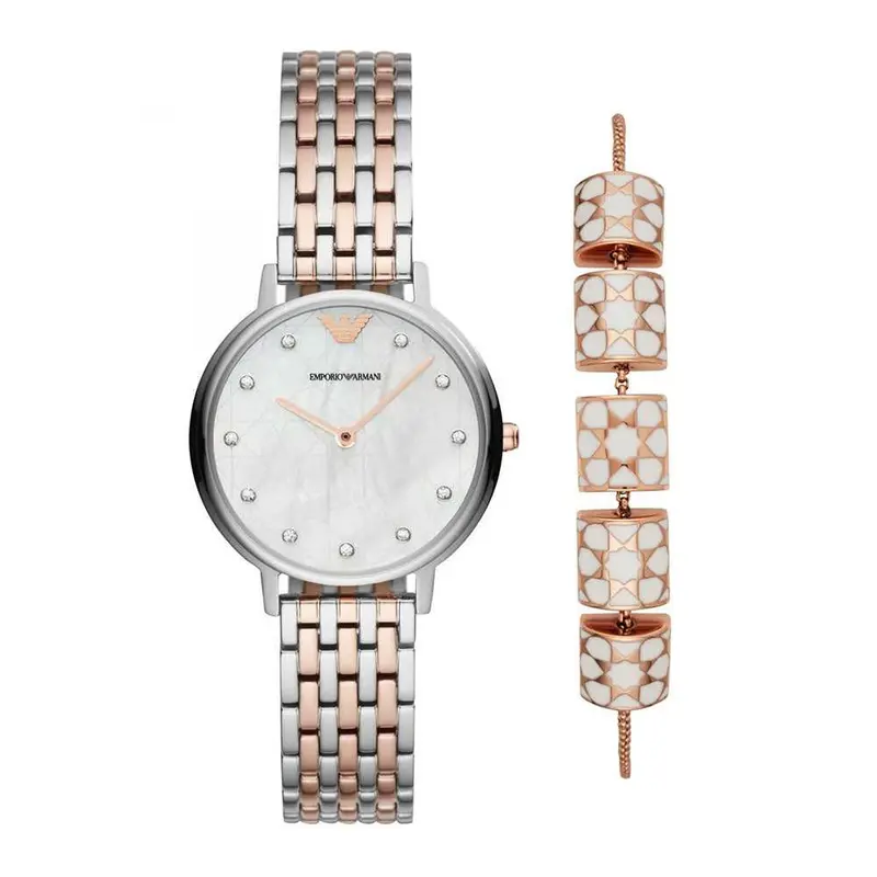 Emporio Armani Kappa Analog Quartz Two Tone Stainless Steel Ar80016 Women's Gift Set 1
