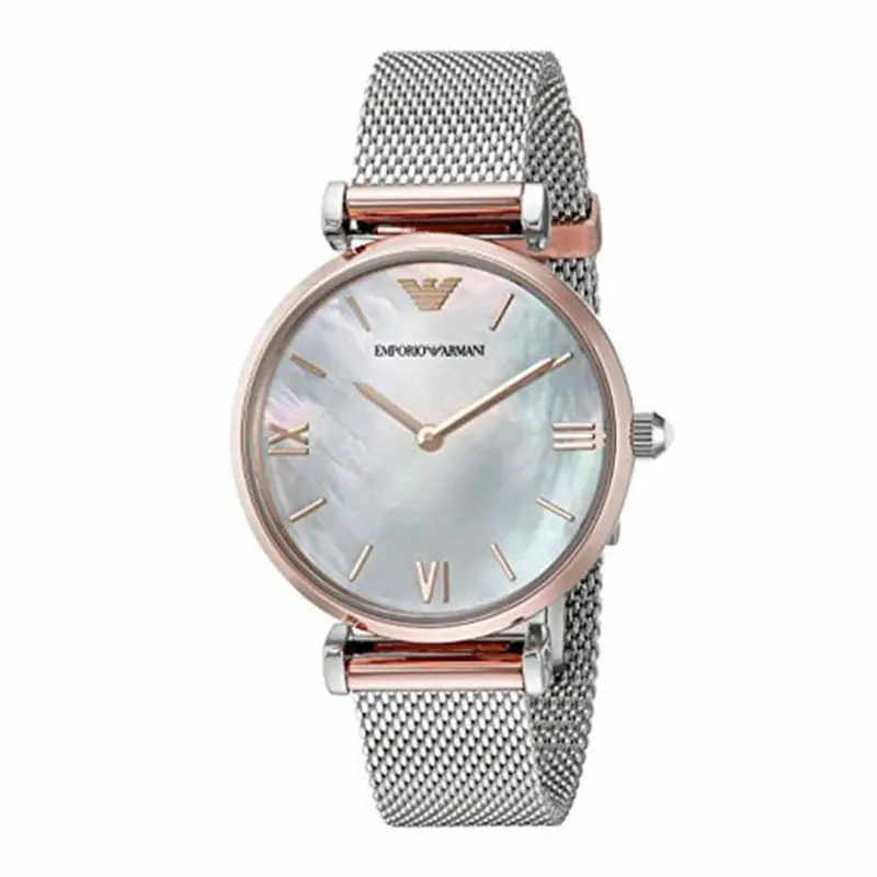 Emporio Armani Mother Of Pearl Quartz Mesh Stainless Steel Ar2067 Women's Watch 1