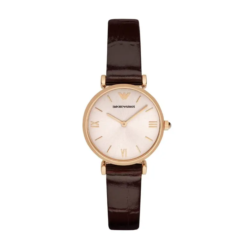 Emporio Armani Pink Dial Brown Leather Strap Men Watch Ar1911 1