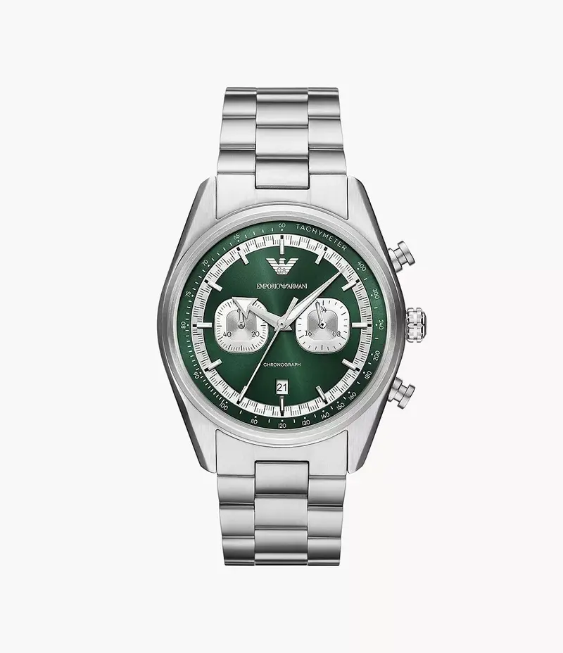 Emporio Armani Racer Chronograph Green Dial Steel Watch Ar11637 1
