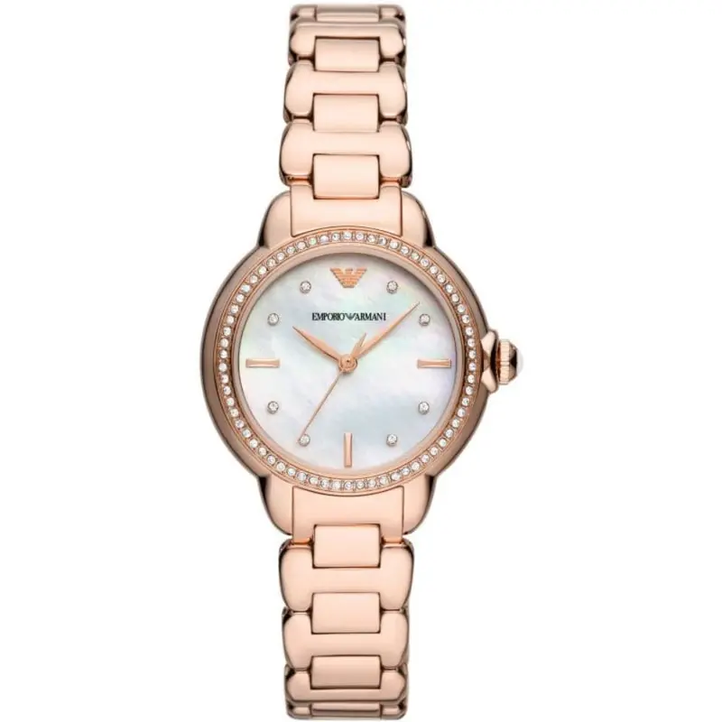 Emporio Armani Silver Dial Rose Gold Stainless Steel Strap Women Watch Ar11523 1
