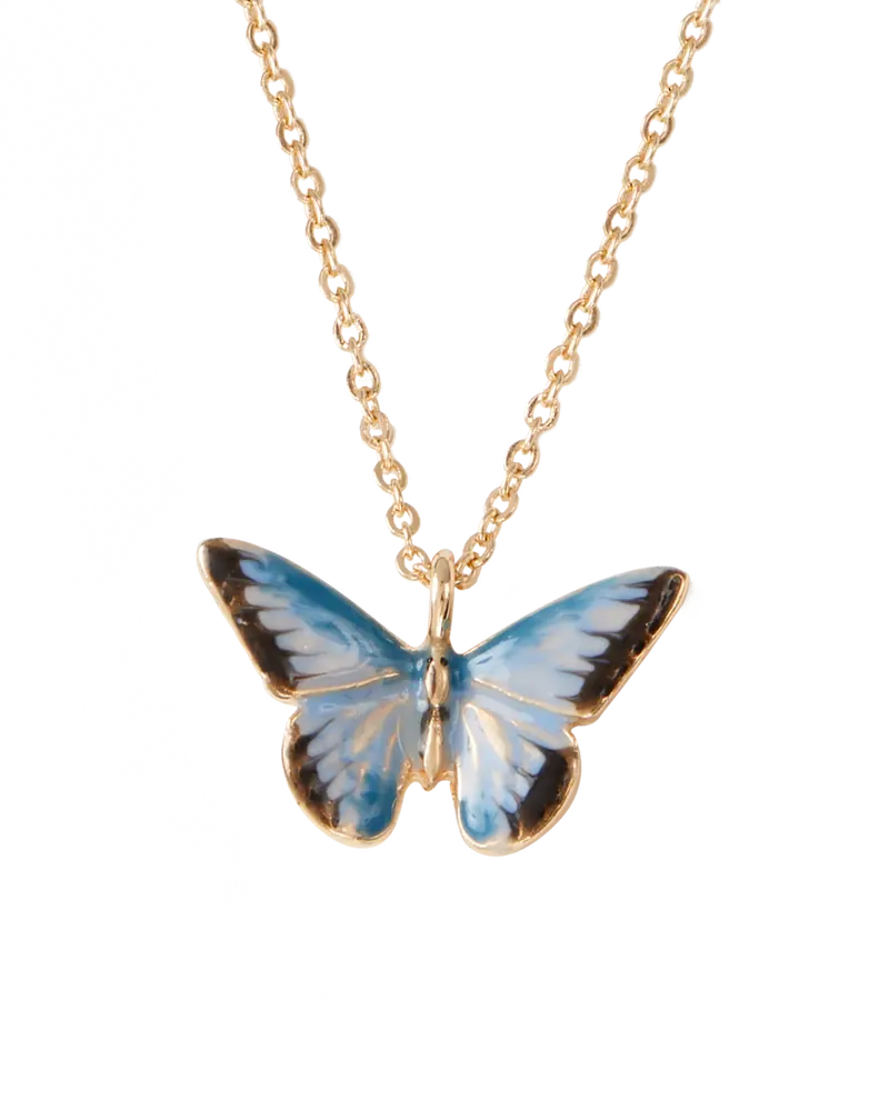 Enamel Blue Butterfly Short Necklace 1