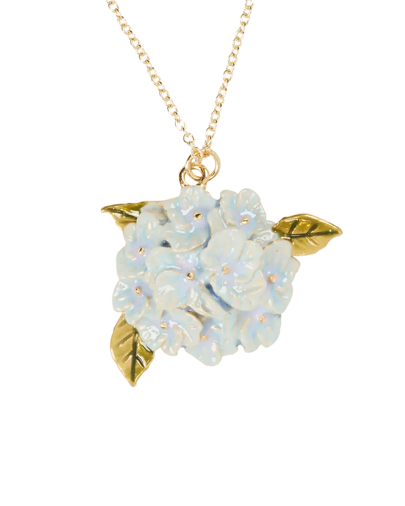 Enamel Hydrangea Gold Necklace 1