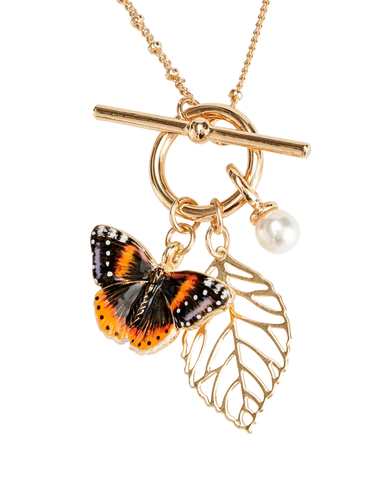 Enamel Red Admiral Charm Necklace 1