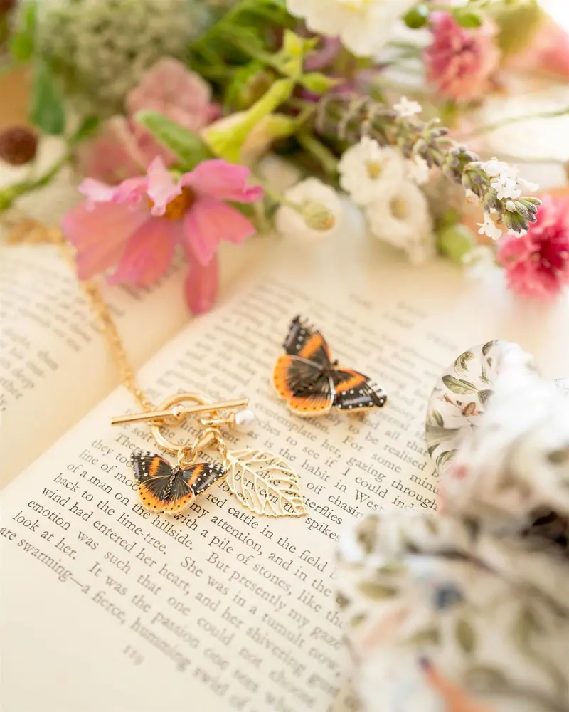 Enamel Red Admiral Charm Necklace 2