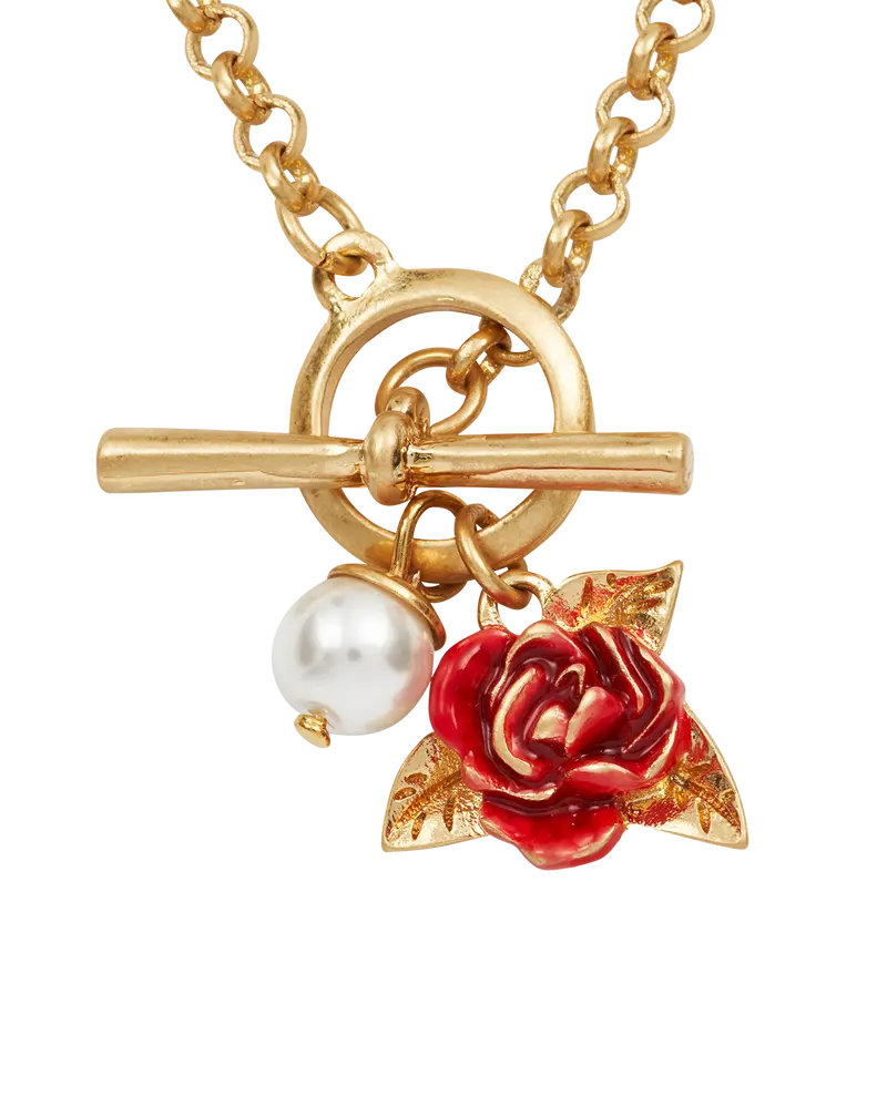 English Rose Pearl Toggle Gold-Plated Necklace 1