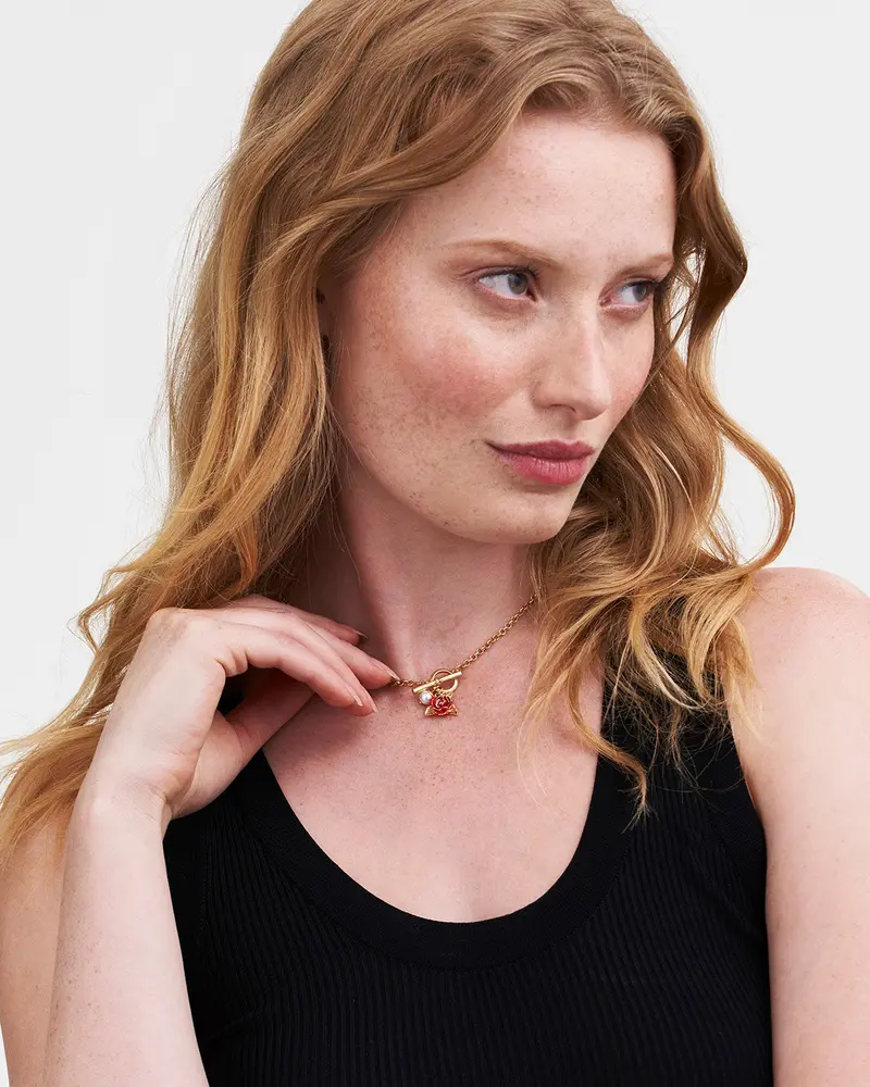 English Rose Pearl Toggle Gold-Plated Necklace 2