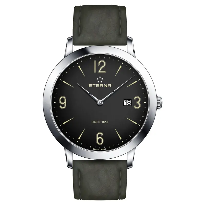 Eterna Eternity Black Leather Strap Unisex Watch 2730.41.48.1397 1