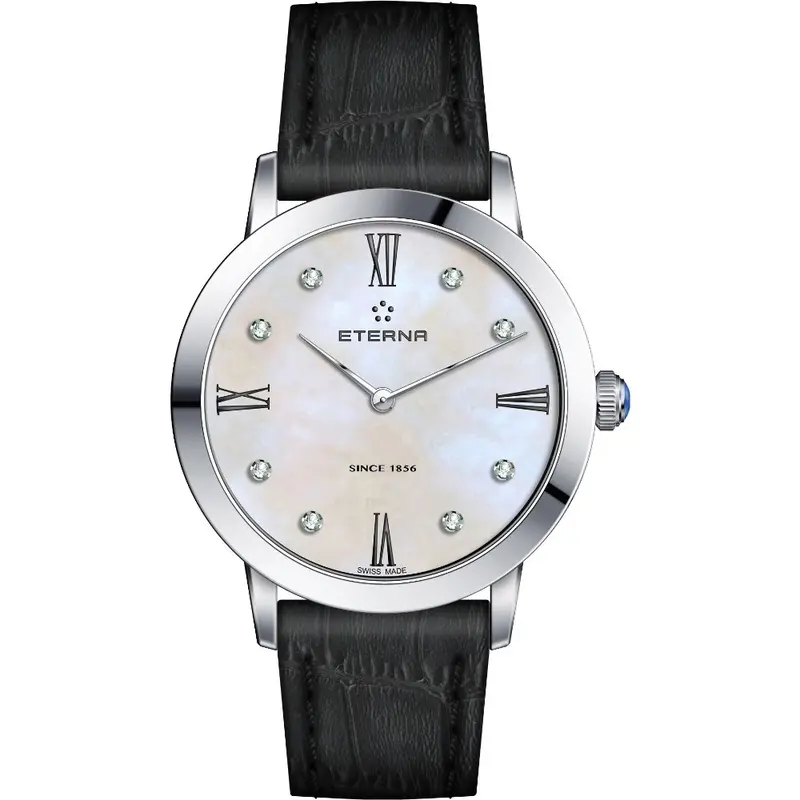 Eterna Eternity Black Leather Strap Women Watch 2720.41.66.1386 1