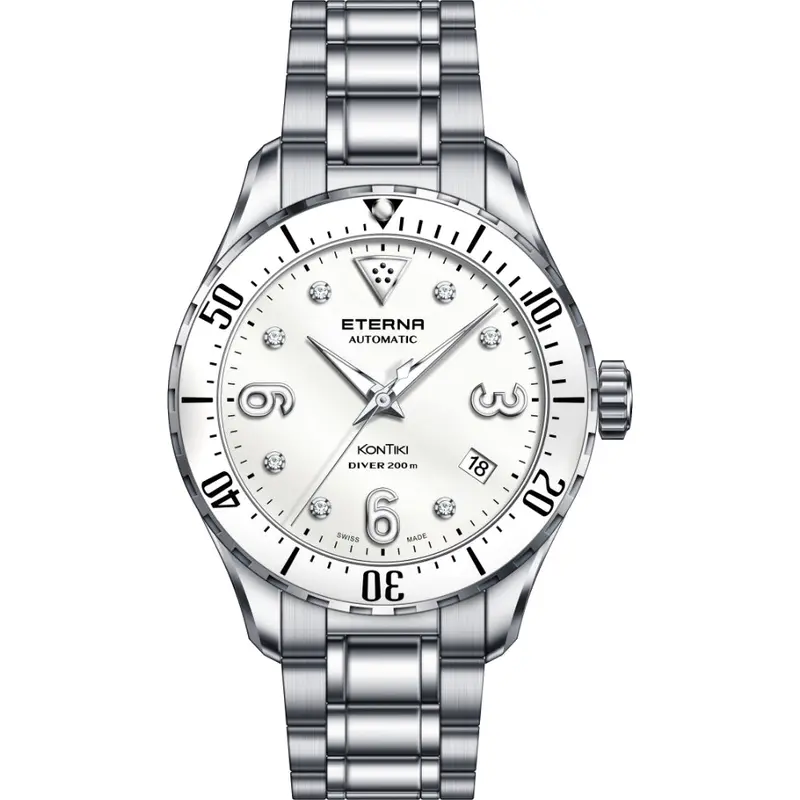 Eterna Kontiki Silver Stainless Steel Strap Women Watch 1280.41.66.1733 1
