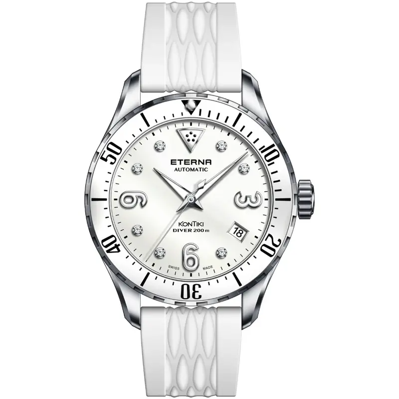 Eterna Kontiki White Rubber Strap Women Watch 1280.41.66.1380 1