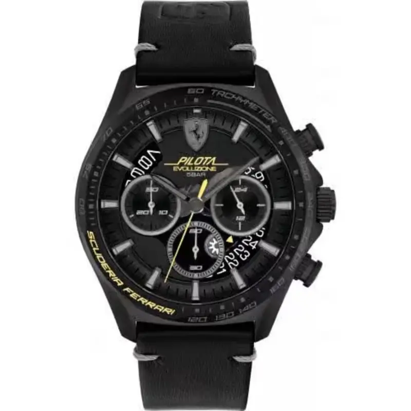 Ferrari Pilota Evo 0830823 Black Leather Men Watch 1