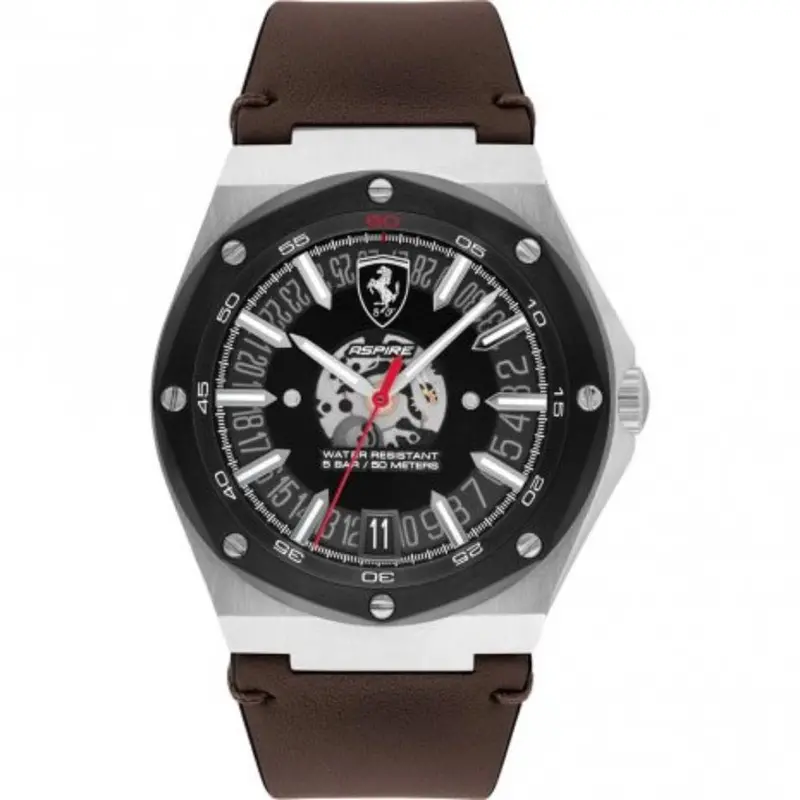 Ferrari Scuderia 0830844 Aspire Brown Leather Men's Watch 1