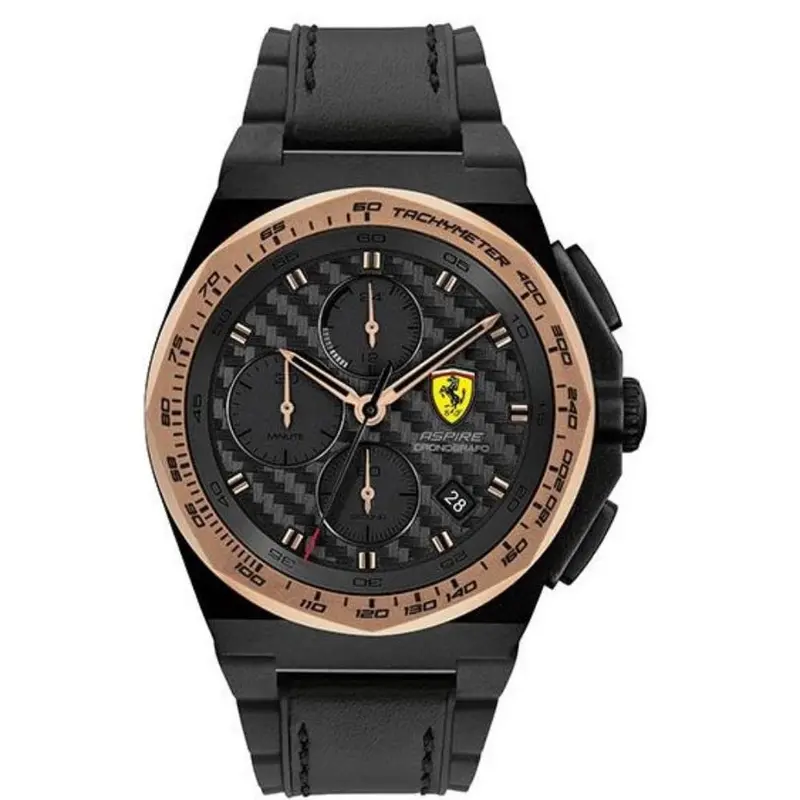 Ferrari Scuderia 0830867 Aspire Black Leather Men's Watch 1