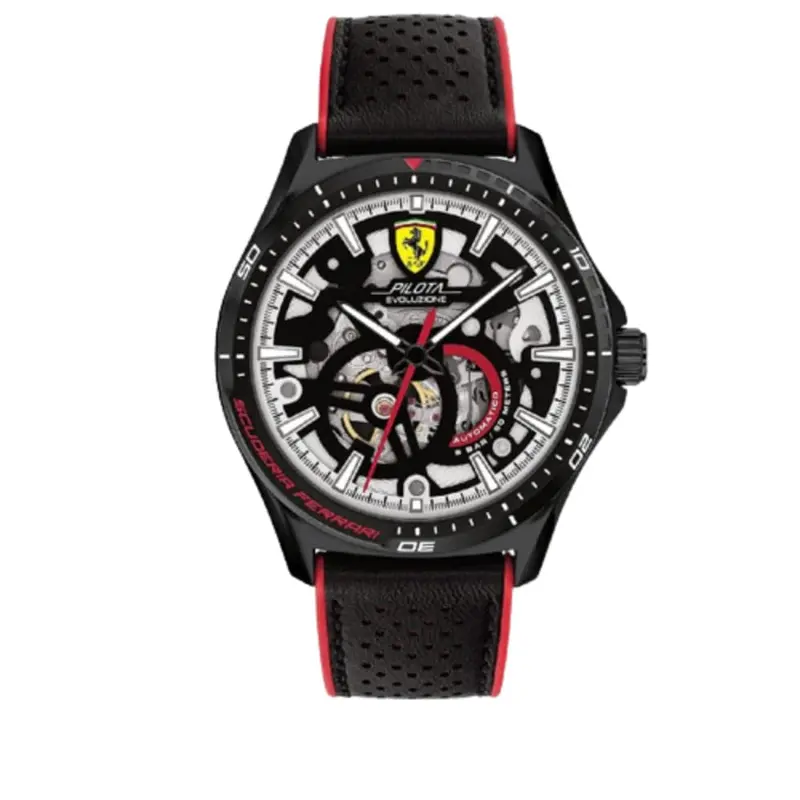 Ferrari Scuderia Pilota Evo 0830837 Black Leather Men Watch 1