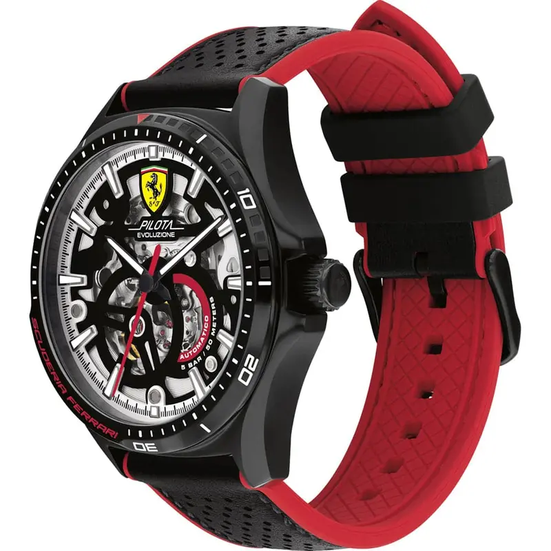 Ferrari Scuderia Pilota Evo 0830837 Black Leather Men Watch 2