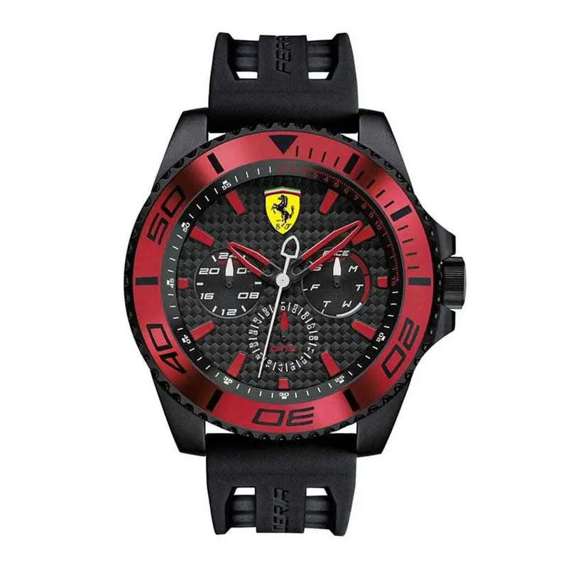Ferrari Scuderia Xx Kers Analog Quartz Grey Stainless Steel 0830310 Black Silicone Strap Men's Watch 1