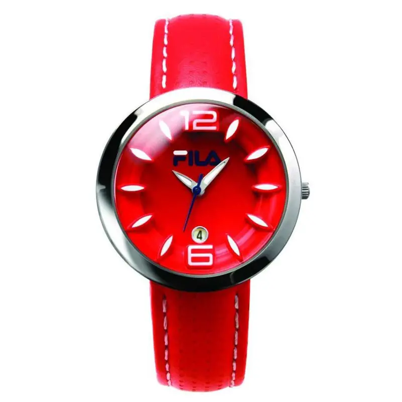 Fila Analog Red Leather Strap Women's Watch - Date Display | 38-012-002 1