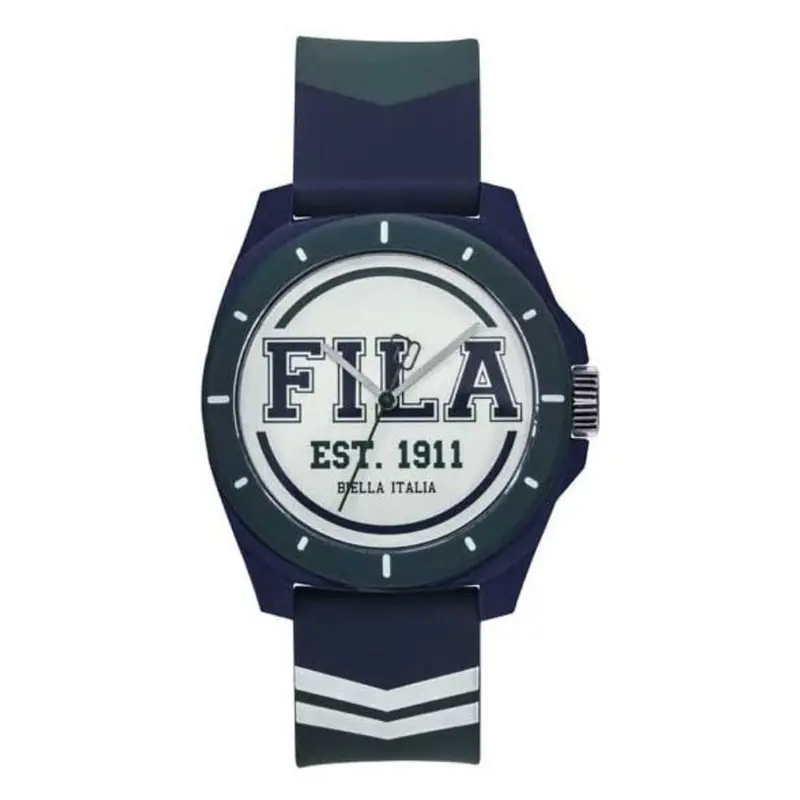 Fila Analog White Dial Blue Silicone Strap Unisex Watch 38-331-001 1