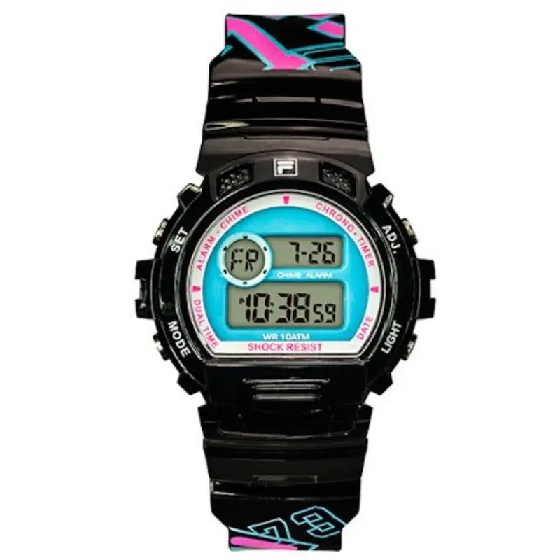Fila Digital Black Pu Strap Unisex's Watch 38-191-102 1
