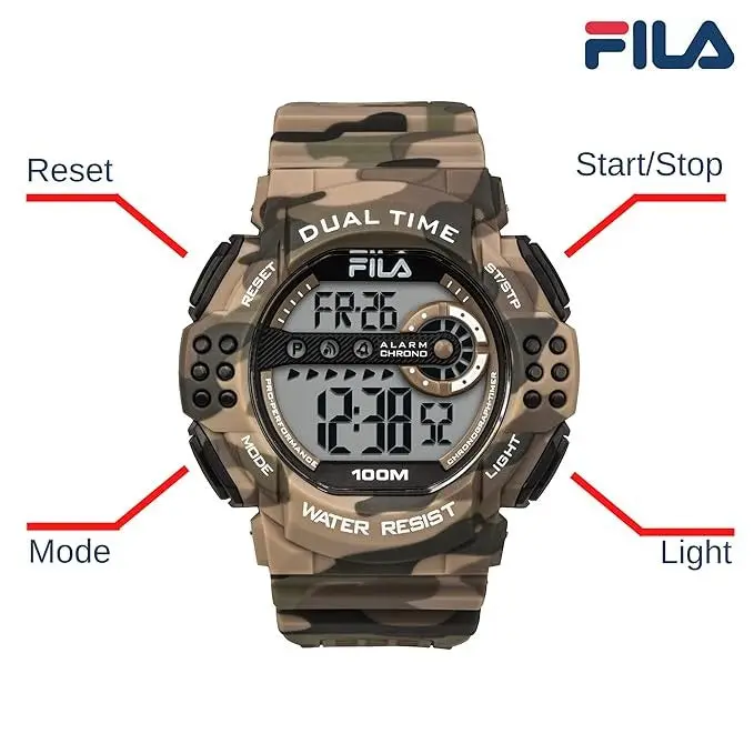 Fila Digital Camouflage Rubber Strap Me's Watch - Multifunction | 38-171-003 2