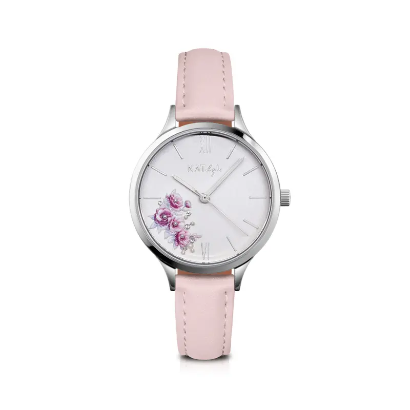 First Love 0608 Pink Leather Watch 1