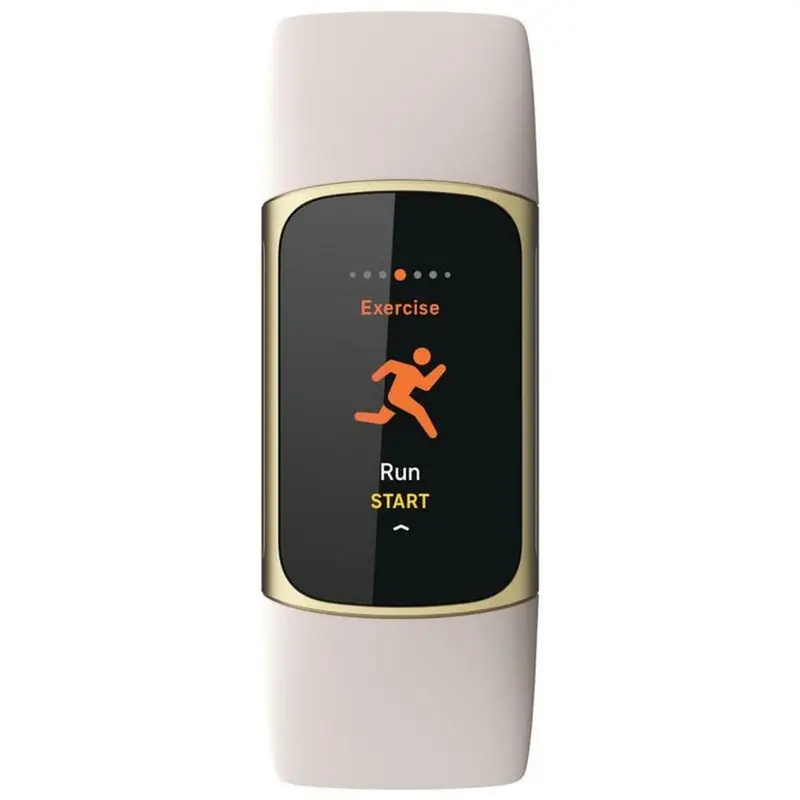 Fitbit Charge 5, Lunar White/Soft Gold Silicone Strap Unisex Smartwatch Fb421glwt-Frcjk 1