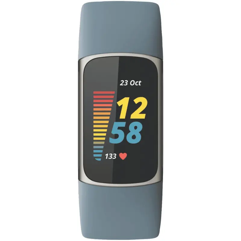 Fitbit Charge 5, Steel Blue/Platinum Silicone Strap Unisex Smartwatch Fb421srbu-Frcjk 1
