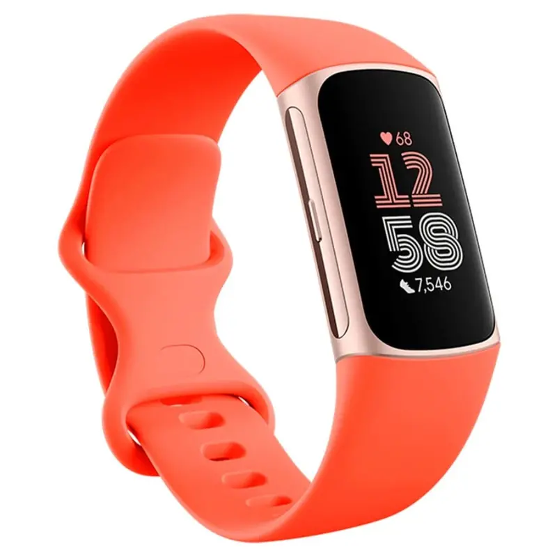 Fitbit Charge 6, Coral/Champagne Gold Silicone Strap Unisex Smartwatch Ga05184-Ap 1