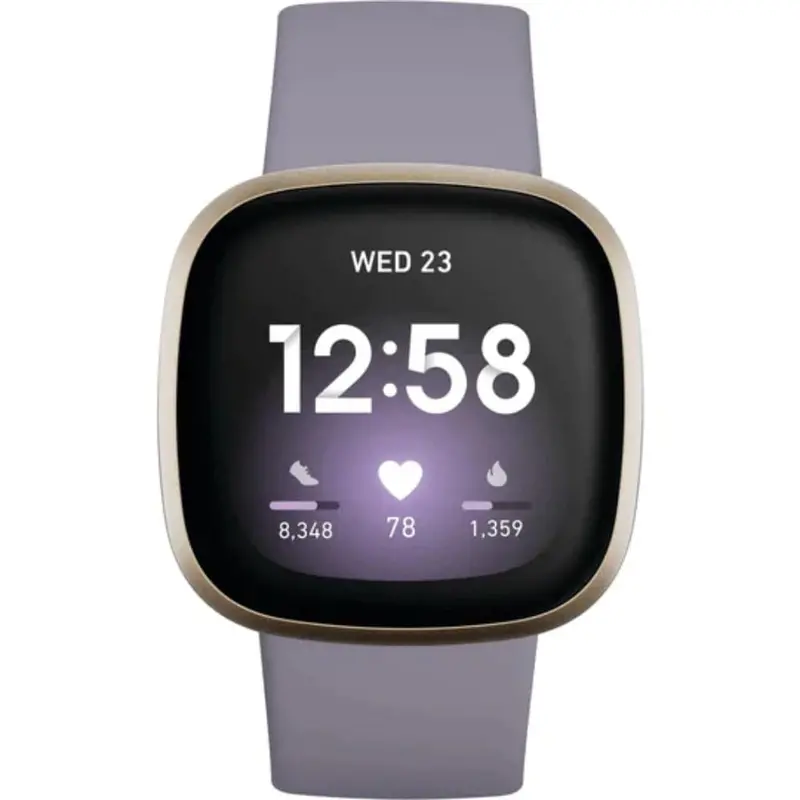 Fitbit Versa 3 Soft Gold/Thistle Silicone Strap Unisex Smartwatch Fb511glgy 1