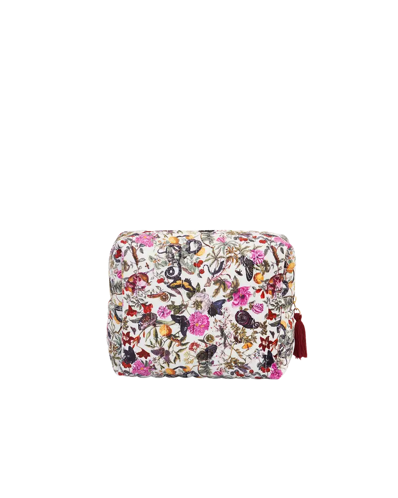 Floral Engravings Large Velvet Cosmetic Bag 1