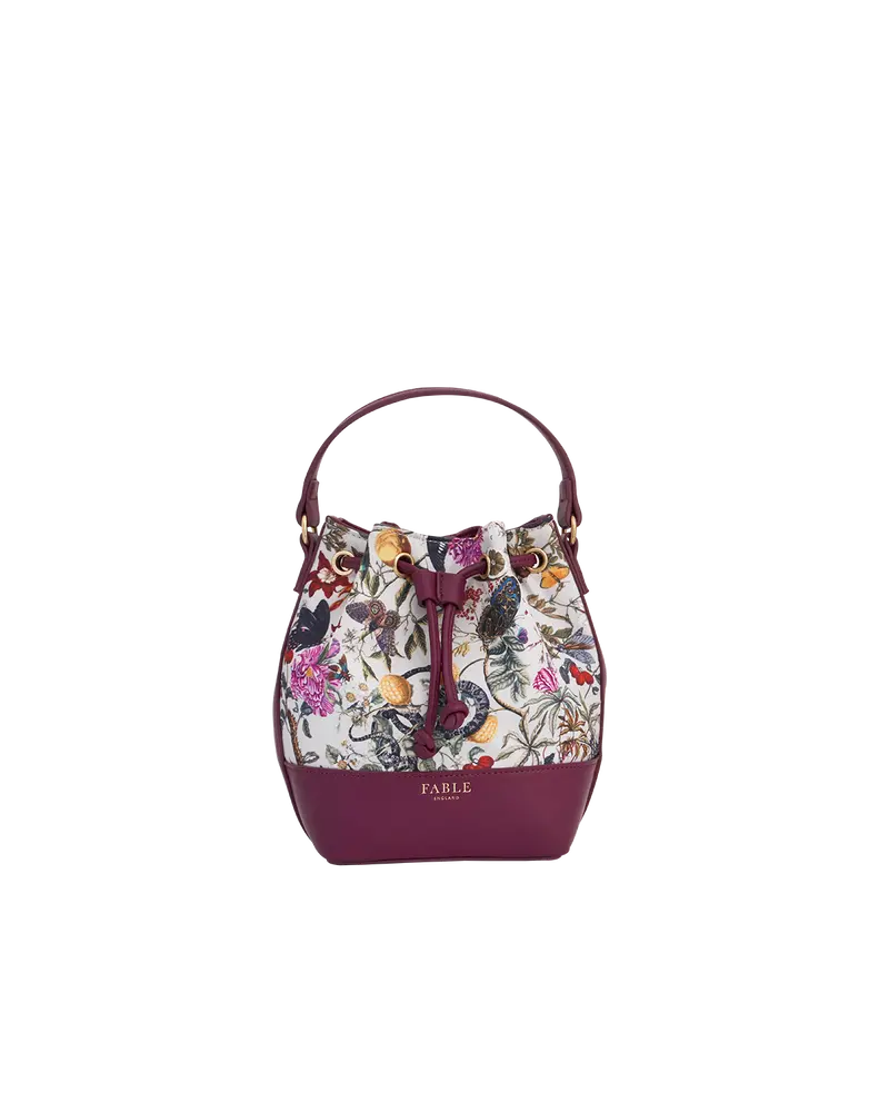 Floral Engravings Plum Bucket Bag 1