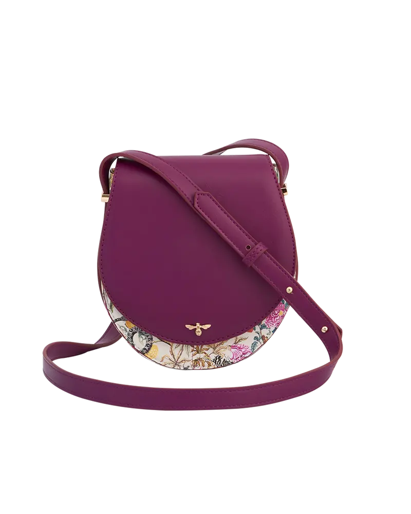 Floral Engravings Plum Saddle Bag 1