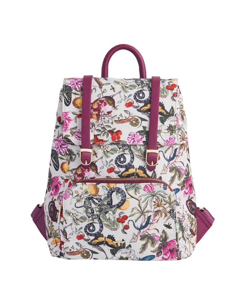 Floral Engravings Small  Plum Backpack 1