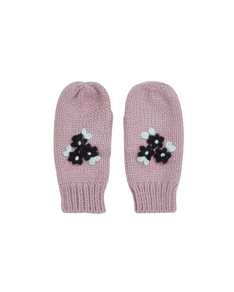 Forget-Me-Not Knitted Lilac Mittens 1