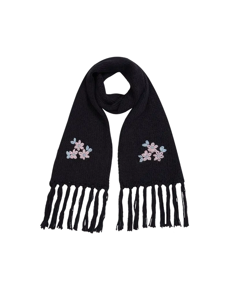 Forget-Me-Not Knitted Navy Scarf 1